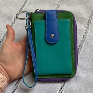 ili New York Multicolor Tropical Leather Wallet Wristlet